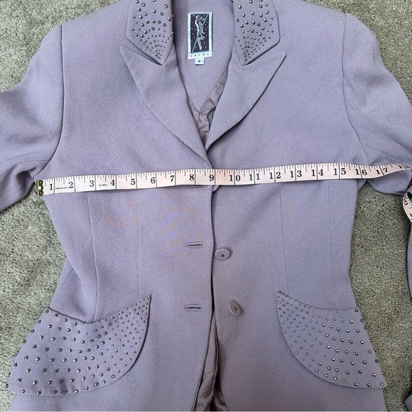 Vintage Y2K Zelda Lavender Purple Studded Blazer Office Siren Fitted 6 Small - Picture 7 of 8